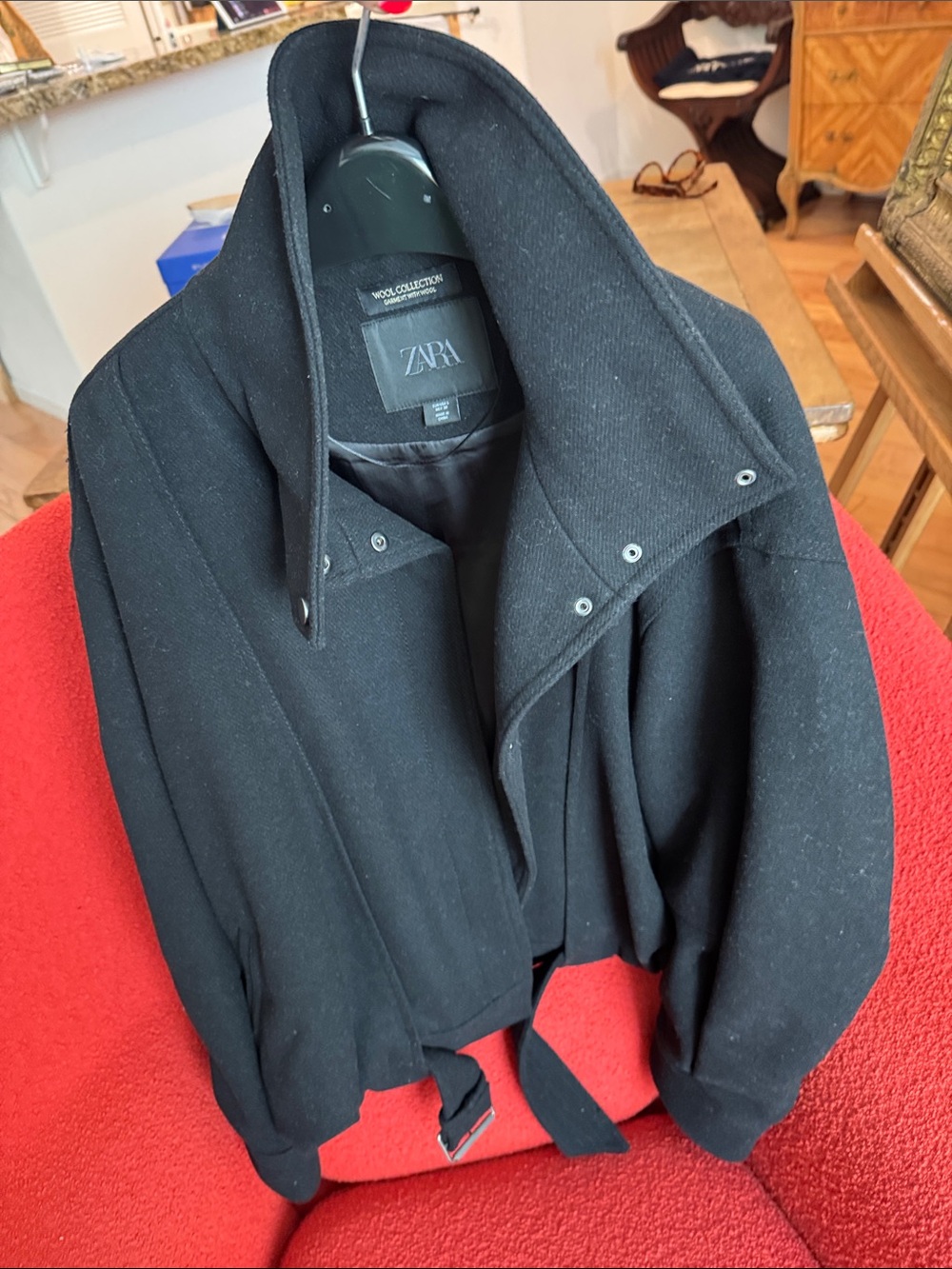 Black Cropped Wool  Jacket - Picture 5 of 5